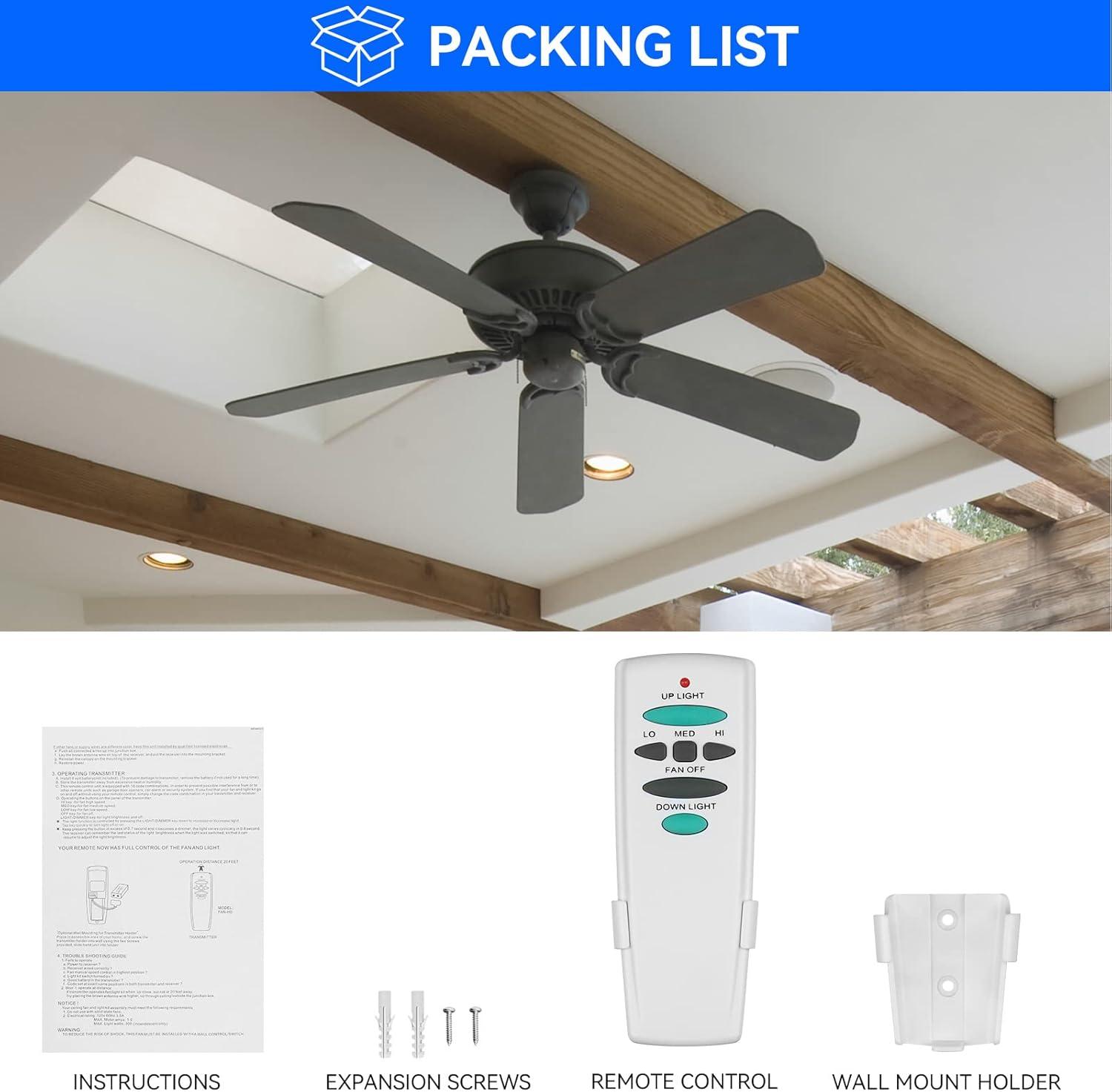 Hampton Bay UC7078T Replacement for Ceiling Fan Remote UC7078T with Up Down Light, L3H2010FANHD Fan-HD Fan-HD6 (Remote Only)