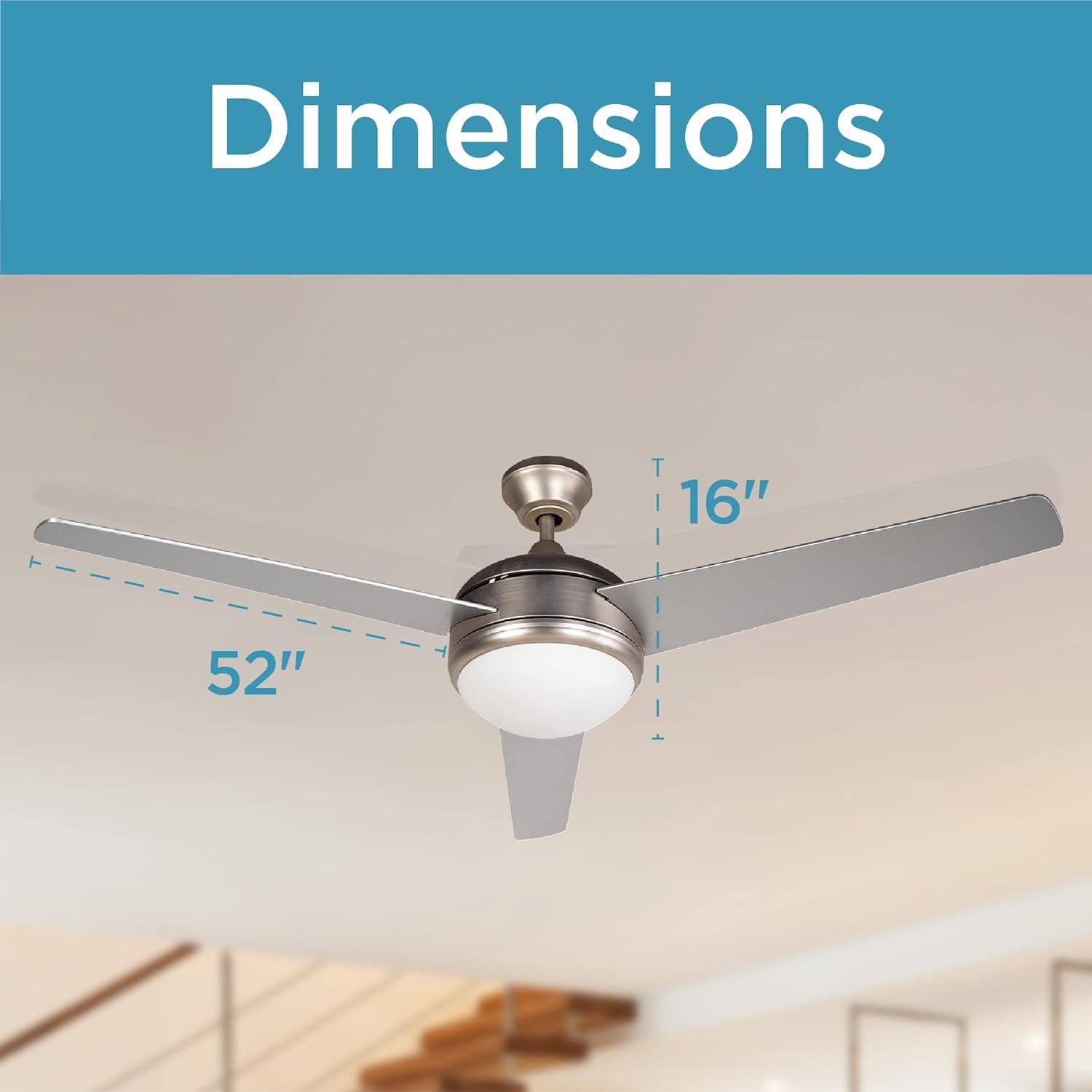 52" 3 - Blade Standard Ceiling Fan with Remote Control and Light Kit Included