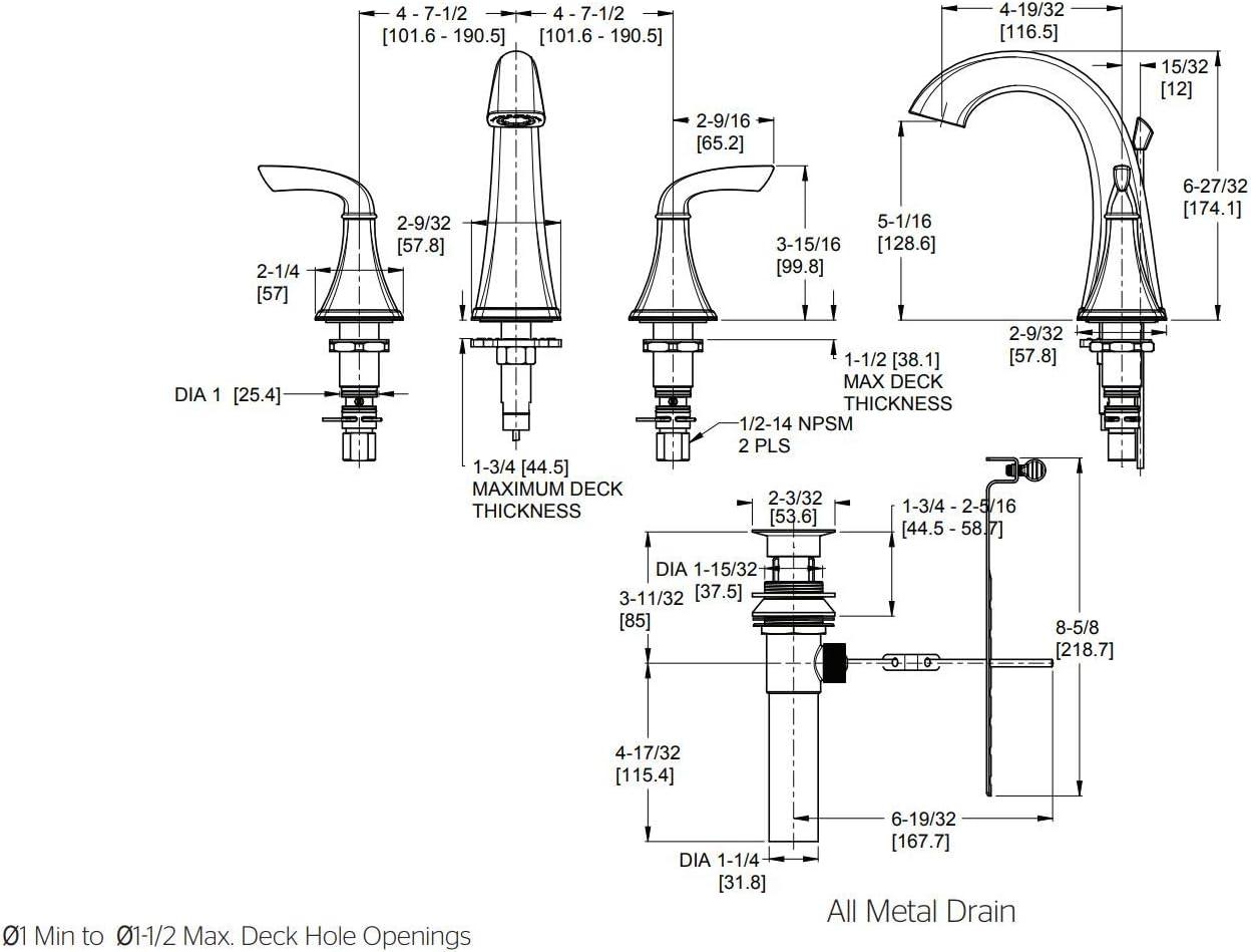 Bronson Widespread Double Handle Deck Mount Bath Faucet