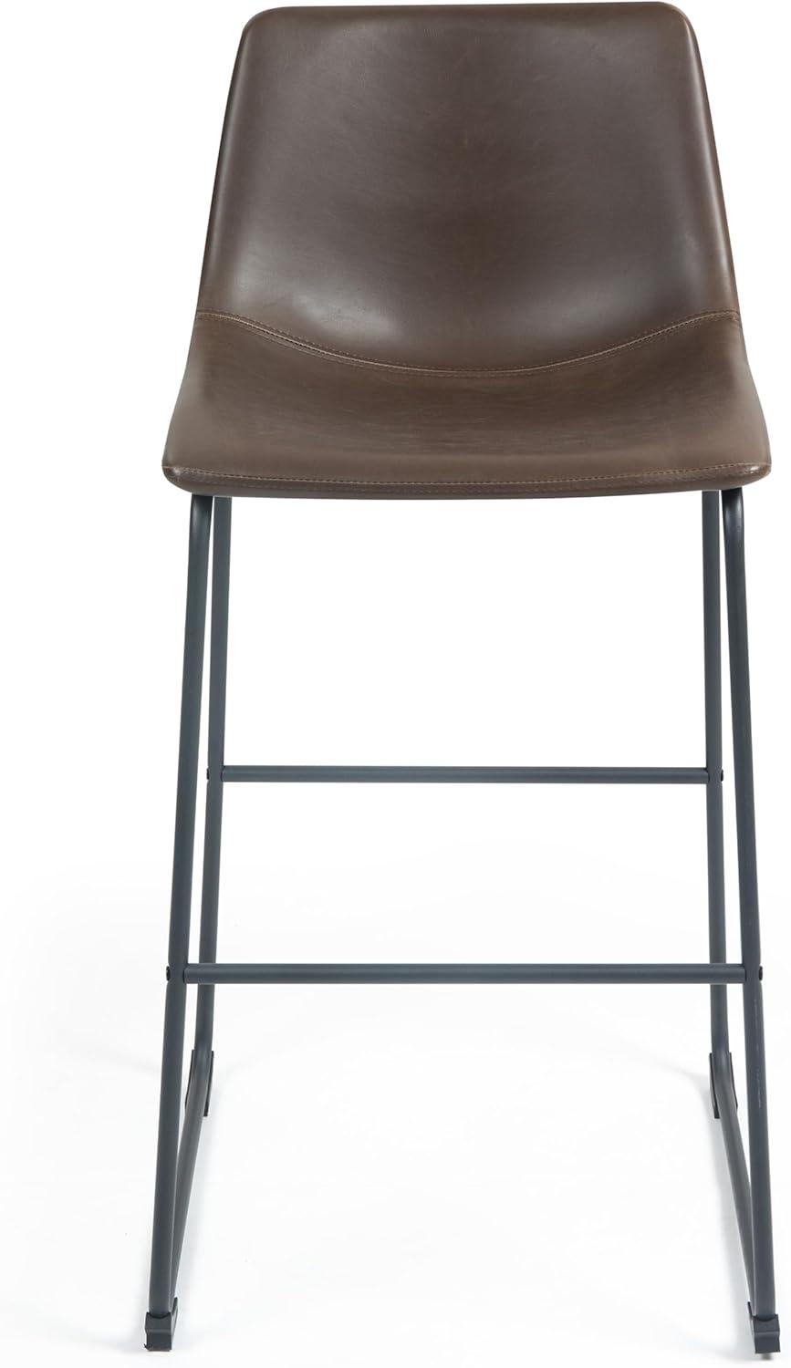 Glamour Home Adan 28.5" Modern Faux Leather Bar Stools in Dark Brown (Set of 2)
