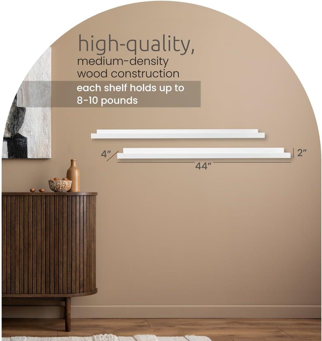 kieragrace KG Modern  Edge Frame Ledge  Set of 2 White Engineered Wood