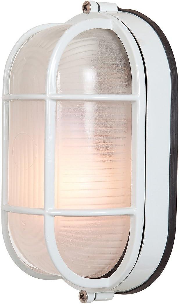 White Aluminum Nautical Wall Light with Frosted Glass Shade