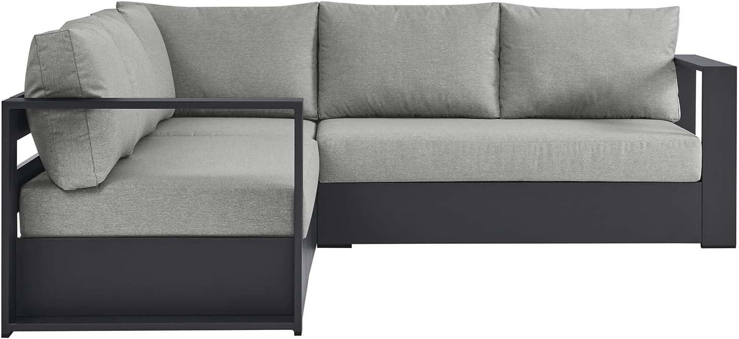 Tahoe Gray Aluminum Outdoor Sectional Sofa with Cushions