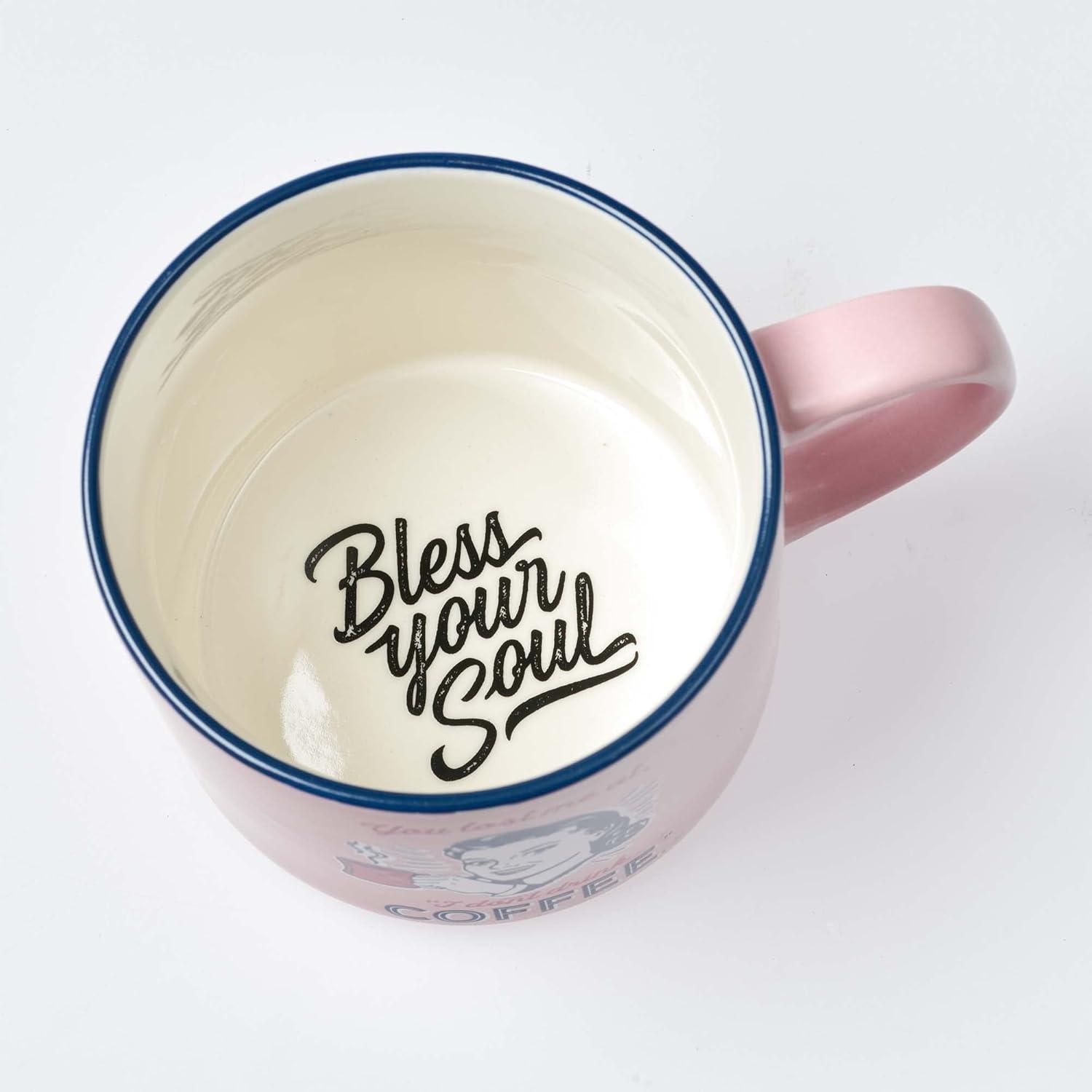 Bless Your Soul XL Pink Coffee Mug You Lost Me At No Coffee, Funny Birthday Gifts for Women, Mom, Co-worker Boss, Retro-Inspired Designs - 15oz Cup