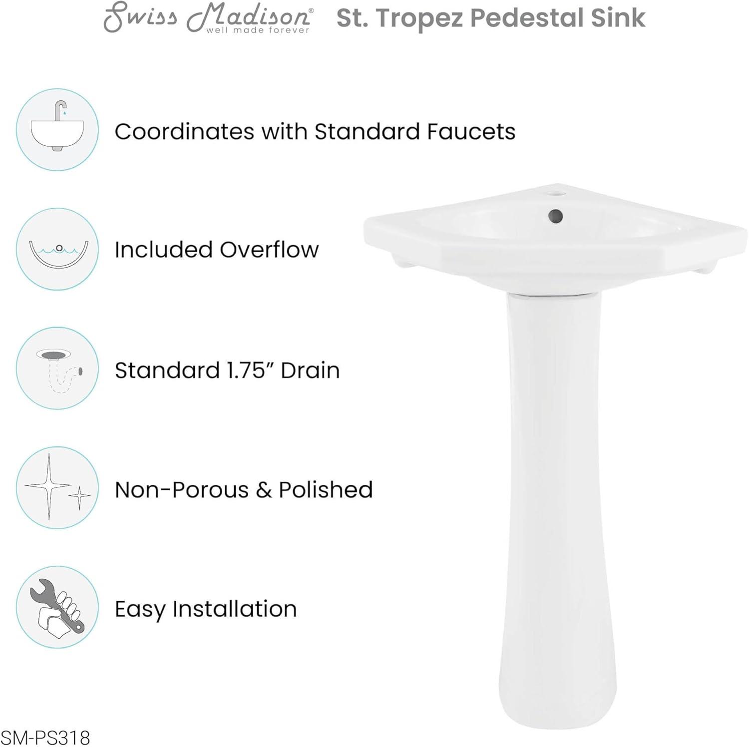 St. Tropez St.Tropez Corner Two-Piece Pedestal Sink