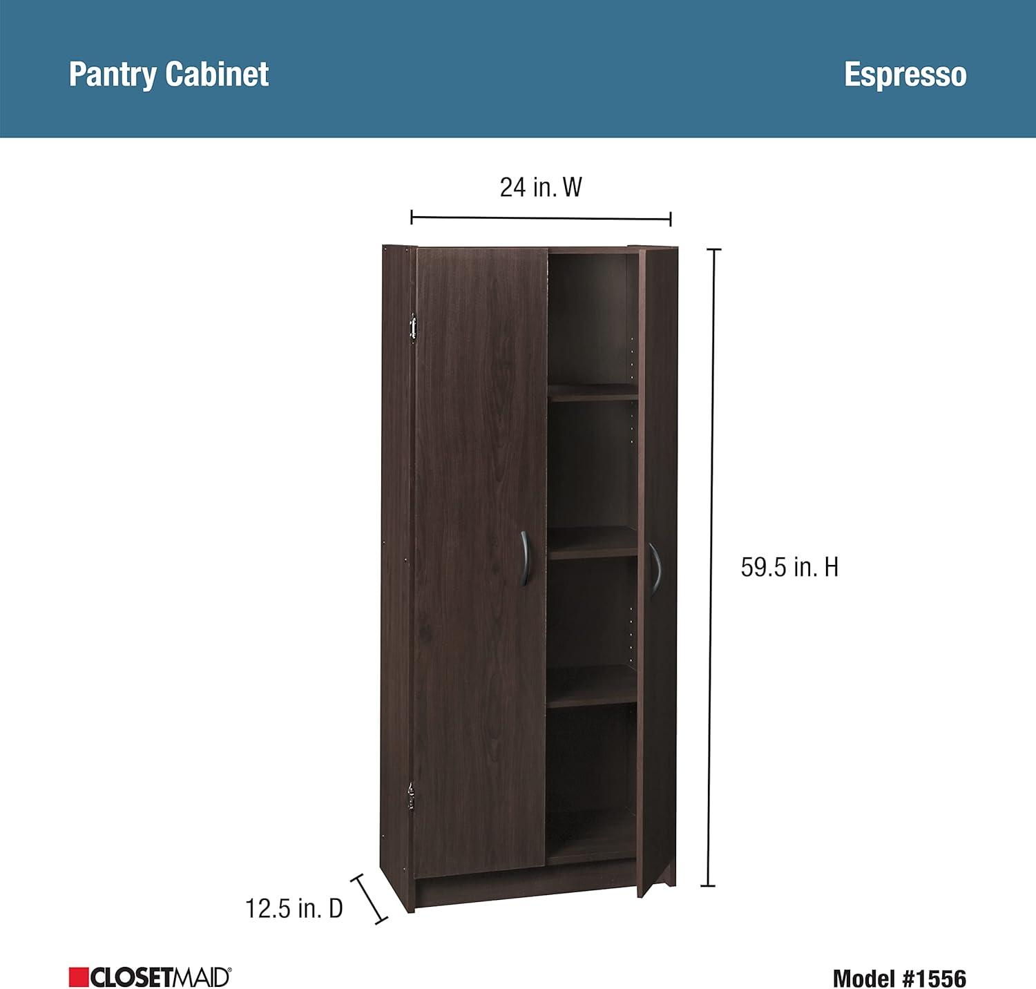 Cabinet Cupboard with 2 Doors, Adjustable Shelves Standing, Storage for Kitchen, Laundry, or Utility Room, Espresso