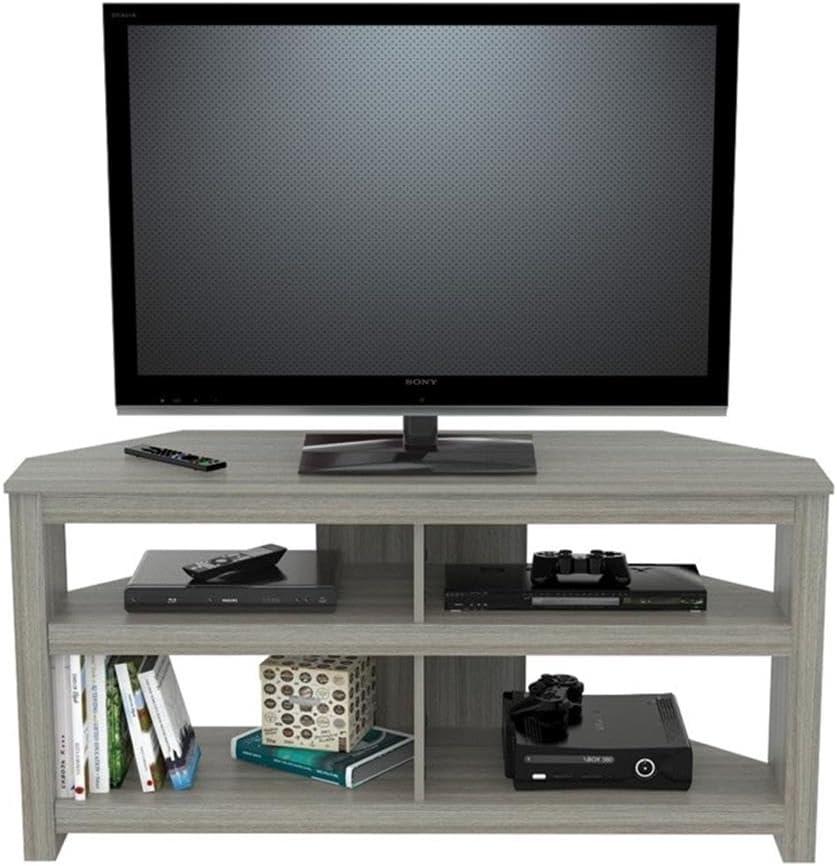 Inval 4-Shelf Corner TV Stand for TVs up to 60”, Washed Oak