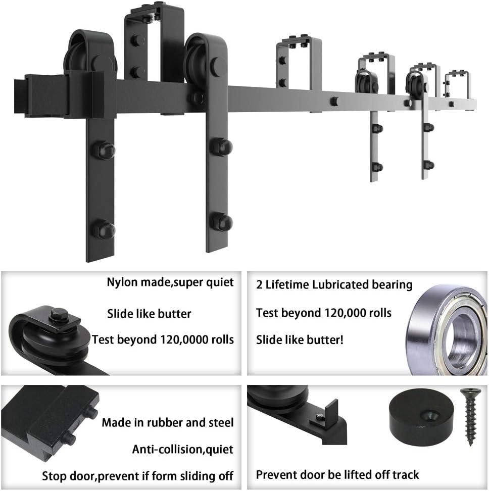 Lazio LAZ Sliding Double Bypass Double Door Barn Door Hardware Kit