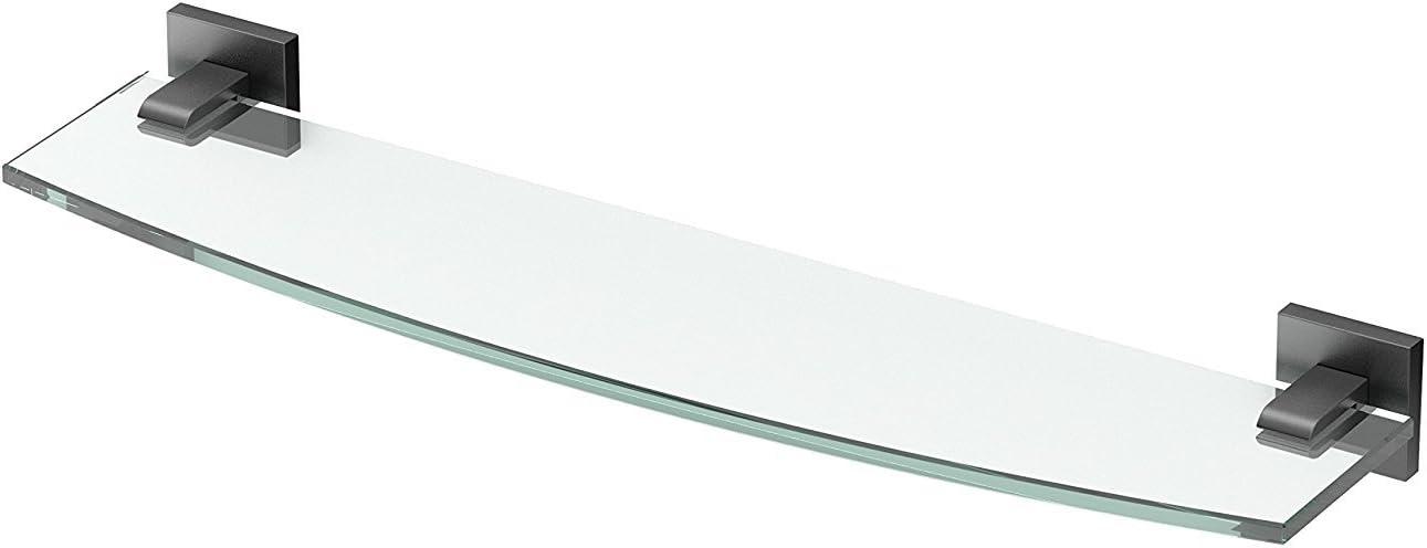 Elevate 20'' Matte Black Hand Polished Glass Wall Shelf