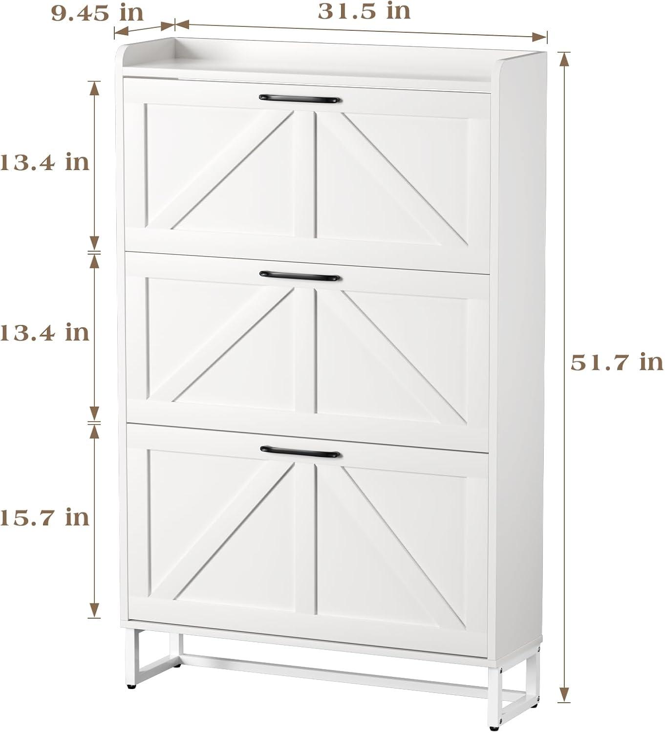 Gracie Oaks Shoe Cabinet With 2 Flip Drawers, Narrow Shoe Cabinet Hidden Shoe Rack Freestanding Shoe Cabinet Organizer For Entryway, Hallway