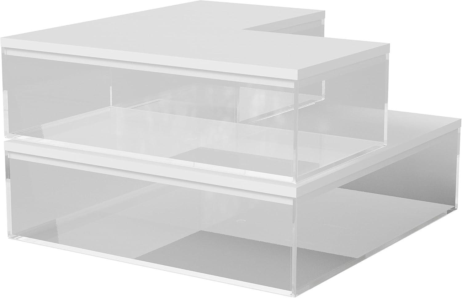 Martha Stewart 3pc Small, Medium & Large Plastic Storage Organizer Bins White Clear