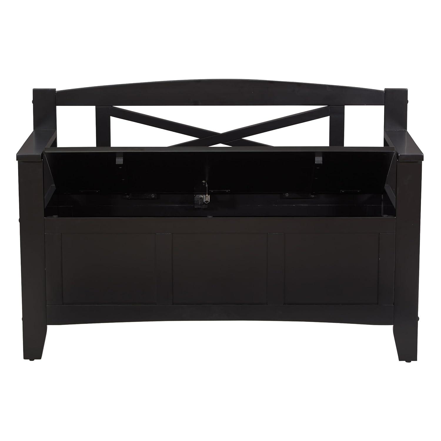 OSP Home Furnishings Metro Solid Wood  Entry Way Bench in Black