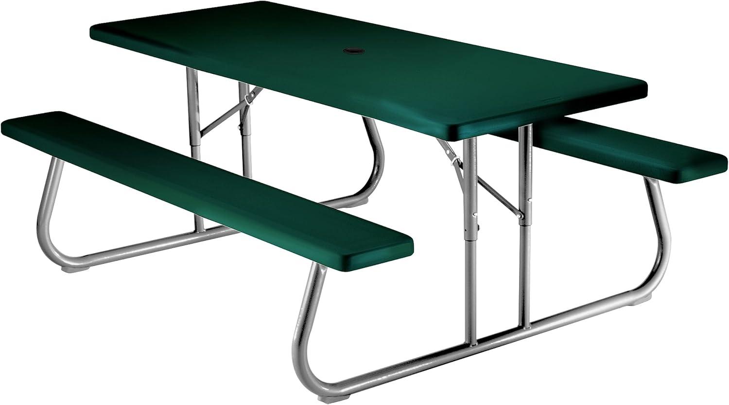 Hunter Green 6-Foot Folding Polyethylene Picnic Table