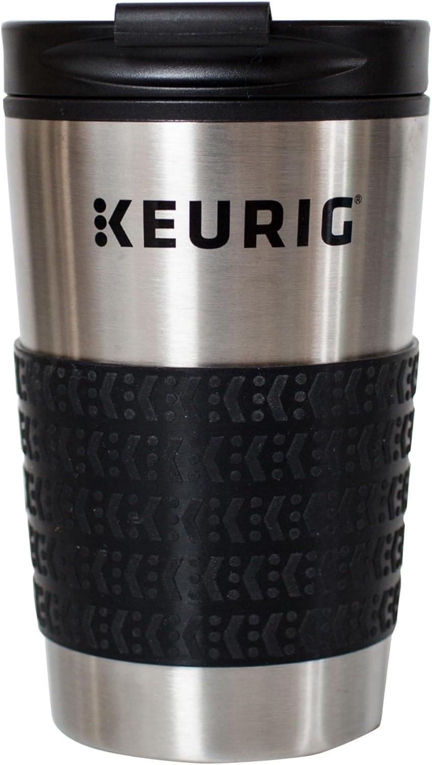 12 oz Stainless Steel Insulated Travel Mug with Black Grip