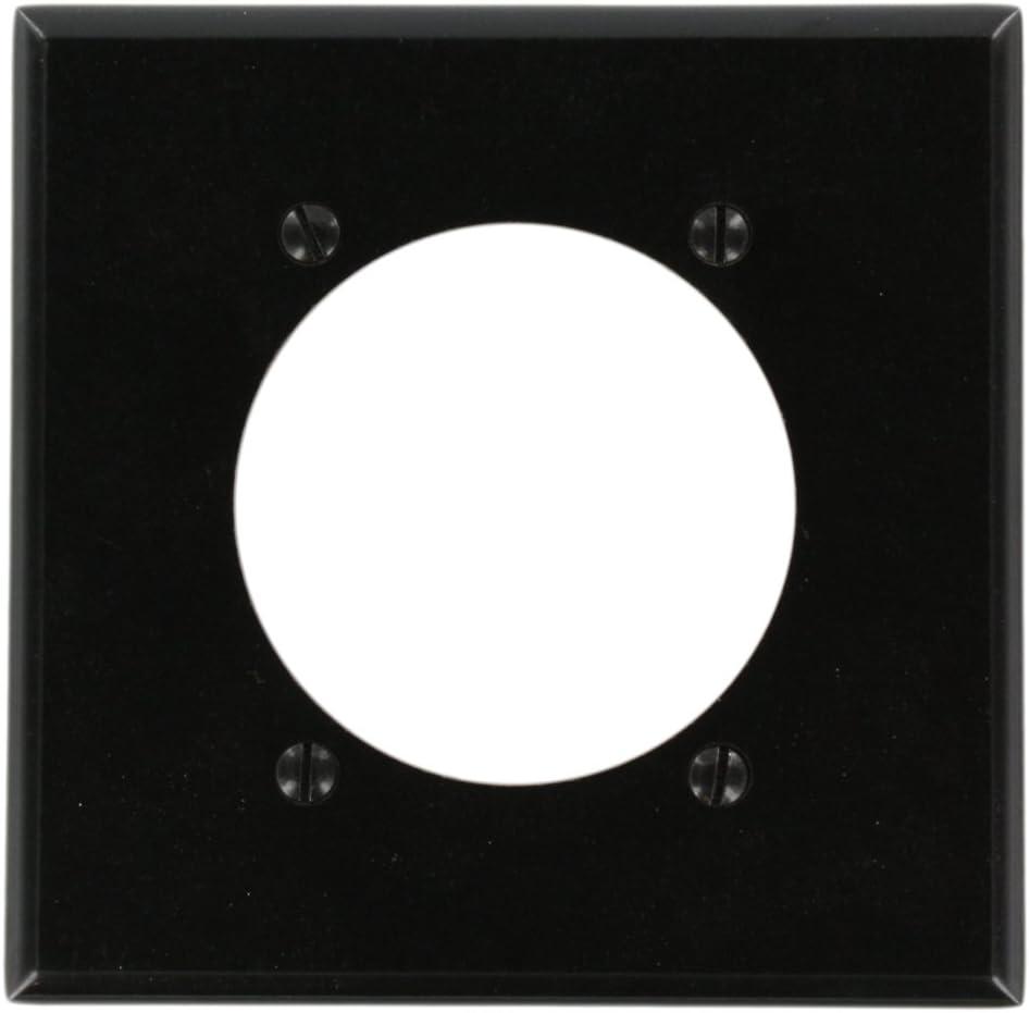 Leviton 2-Gang Flush Mount Outlet/Receptacle Wallplate, Standard Size, Thermoset, Black