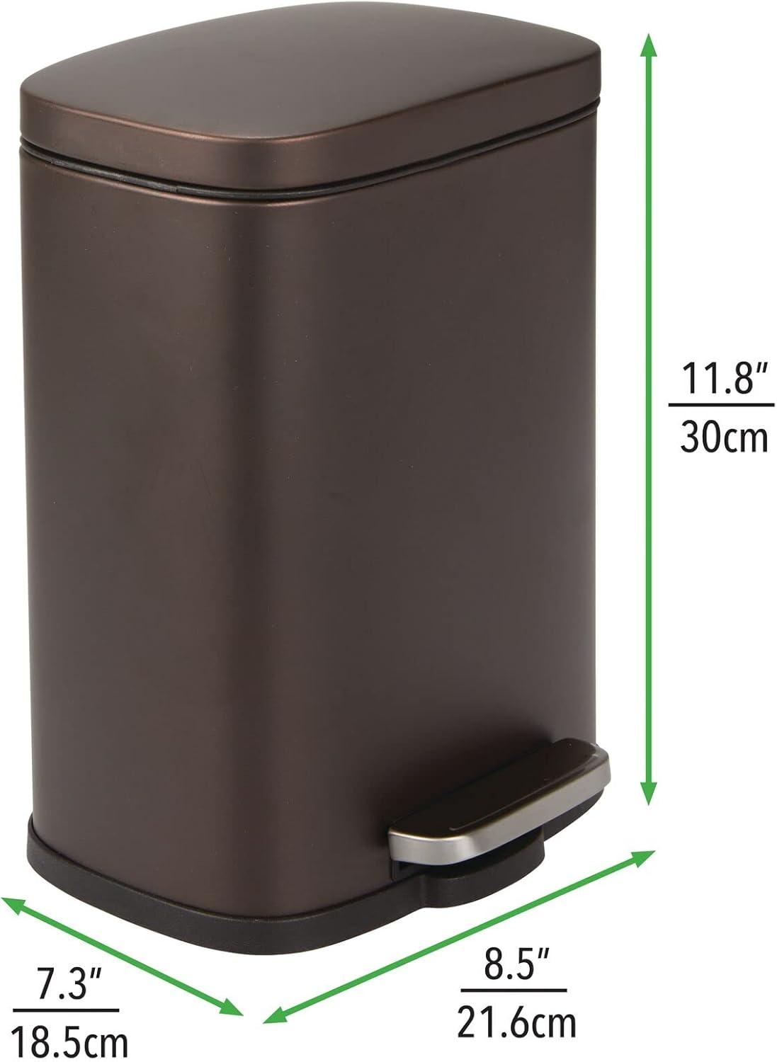 Bronze Stainless Steel Rectangular Pedal Trash Can for Kitchen