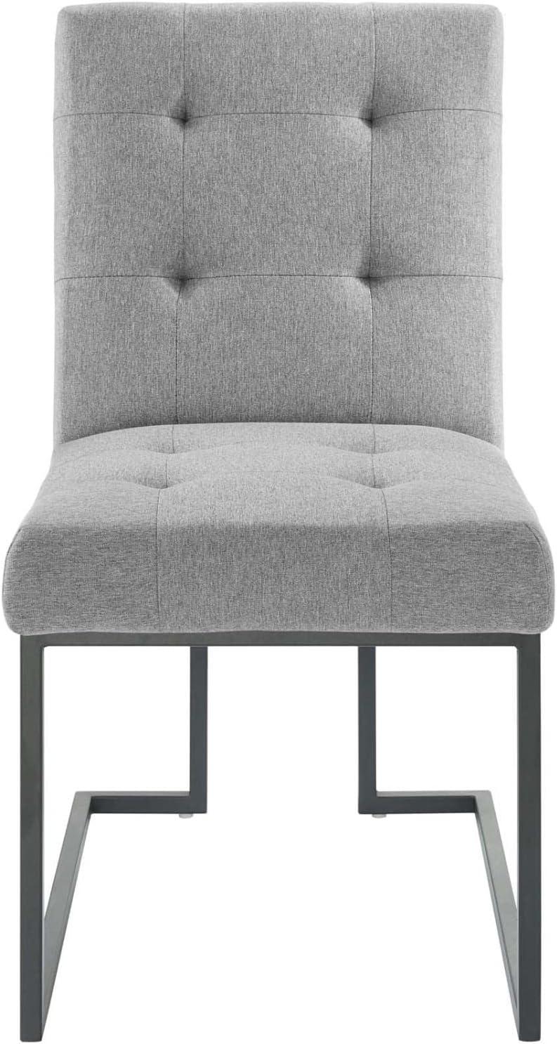 Privy Black Stainless Steel Upholstered Fabric Dining Chair by Modway