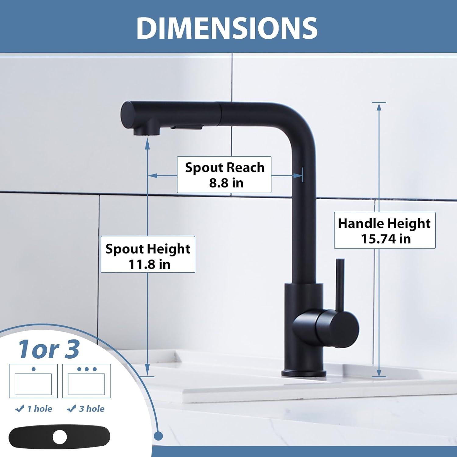 Matte Black Stainless Steel Pull-Out Spray Kitchen Faucet