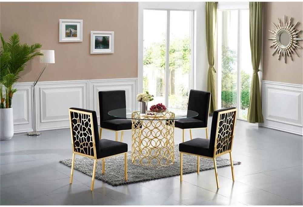 Meridian Furniture Opal Contemporary Glass Dining Table in Gold