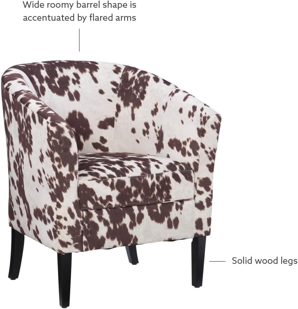 Simon Modern Barrel Club Chair: Udder Madness Pattern, Microfiber - Linon