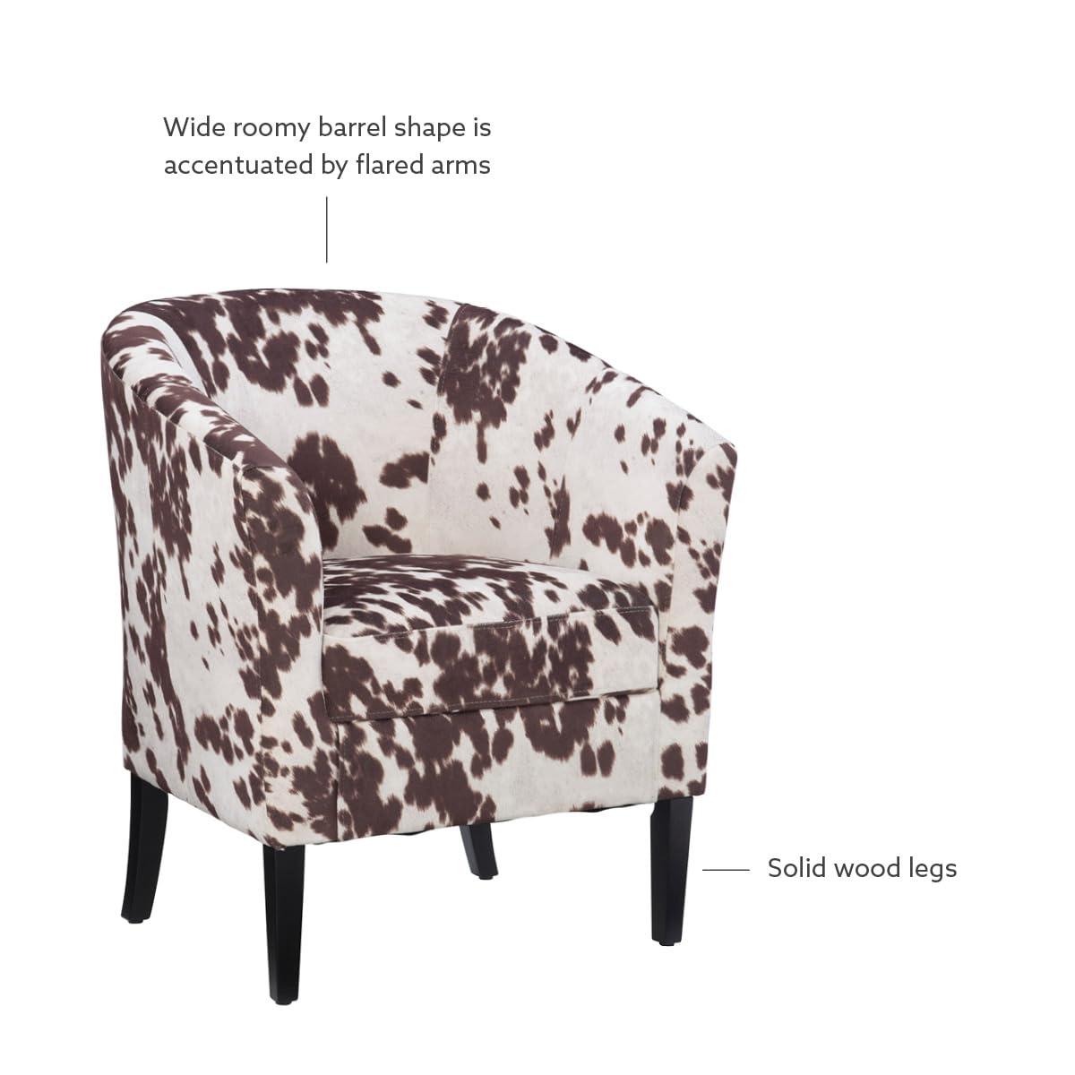 Simon Modern Barrel Club Chair: Udder Madness Pattern, Microfiber - Linon