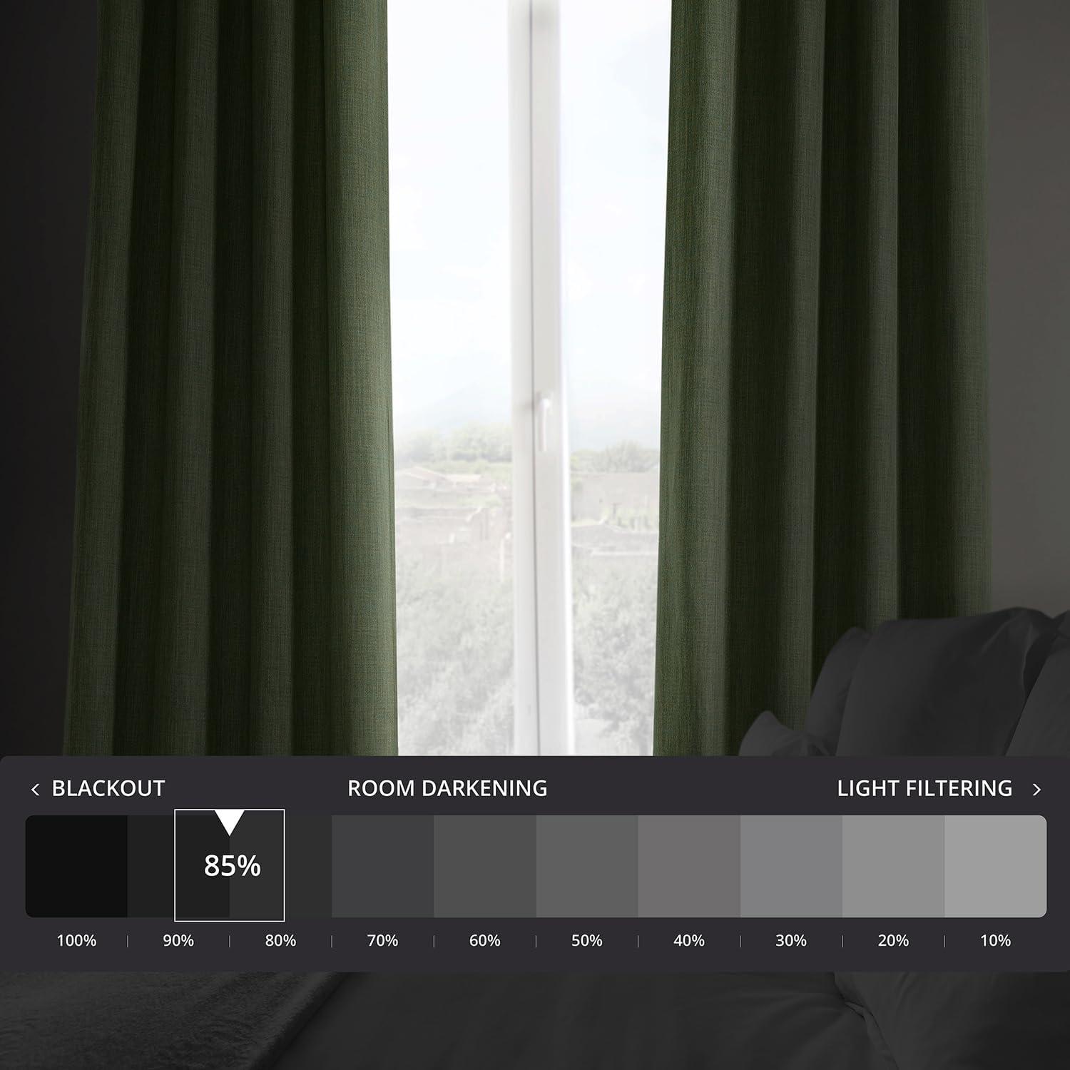 HPD Half Price Drapes Grommet Linen Curtains 84 Inches Long Room Darkening Curtains for Bedroom & Living Room (1 Panel), 50W x 84L, Tuscany Green