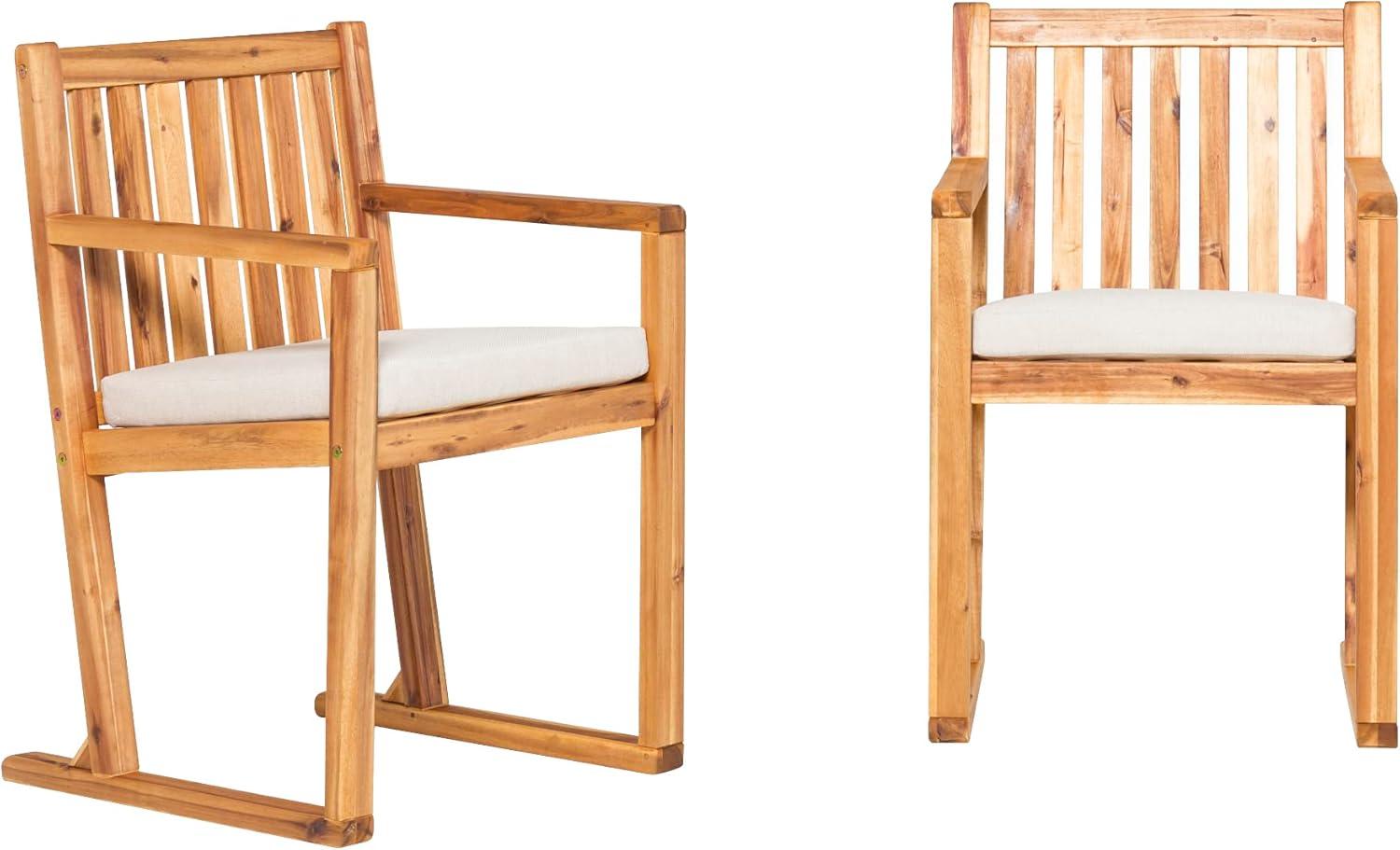 Millwood Pines Contemporary 2-Piece Solid Wood Slat-Back Patio Dining Chairs