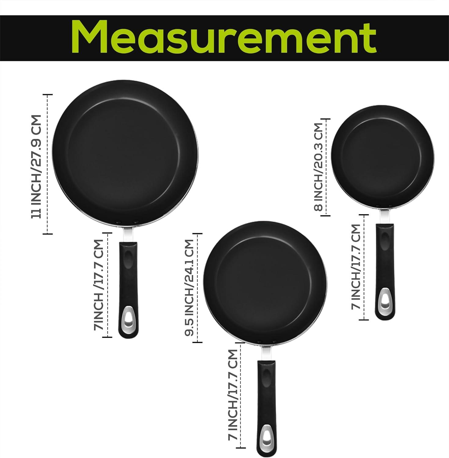 Black Aluminum Nonstick Frying Pan Set with Ceramic Coating