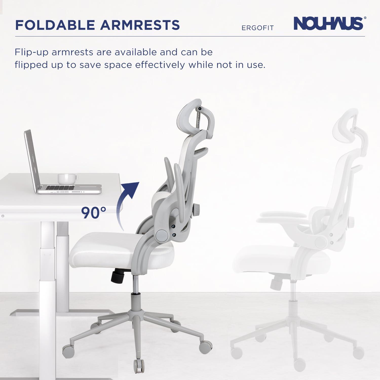 Nouhaus Inc Nouhaus Ergonomic Office Chair High Back Adjustable Lumbar Support Headrest and Armrest, Comfy Desk Chairs Swivel Computer Gaming Chair Tilt Function