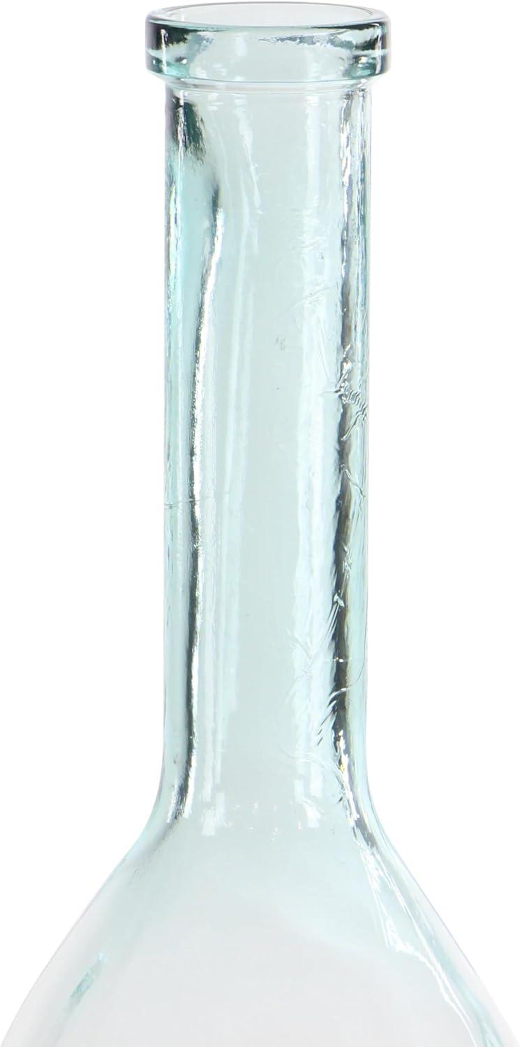 DecMode Farmhouse Recycled Glass Blue Spanish Decorative Vase, 8"W x 40"H