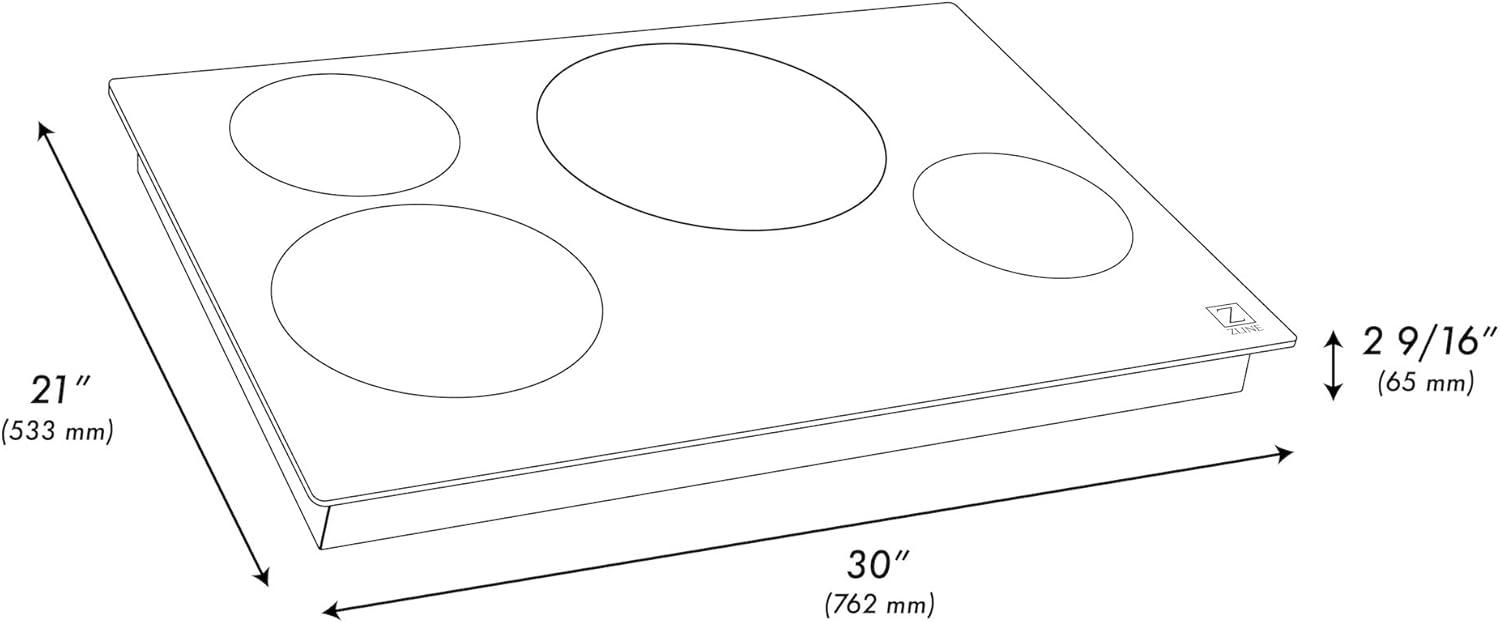 ZLINE 30" Black Ceramic Induction Cooktop with 4 Burners