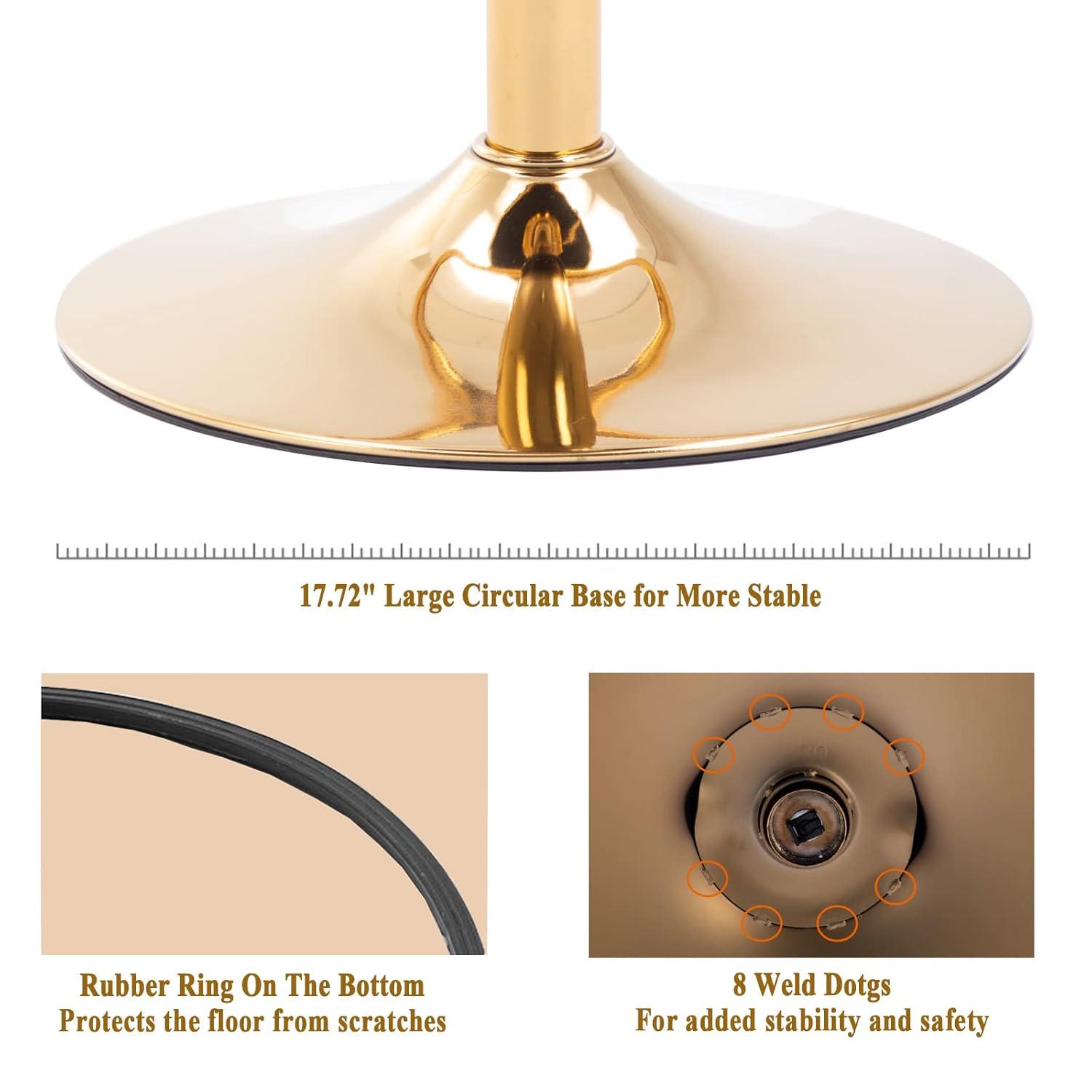 Velvet Bar Stools Set of 2, Counter Height Bar Stools with Low Back, Gold Swivel Barstools for Kitchen Island, Bar Pub (Grey)