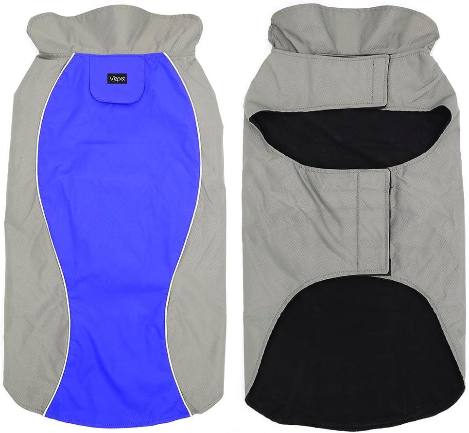 Vizpet Dog Raincoat Waterproof Coats,Dog Jacket High Visibility Warm Vest Dog Clothes for Small Medium Large Dogs(Blue-L)