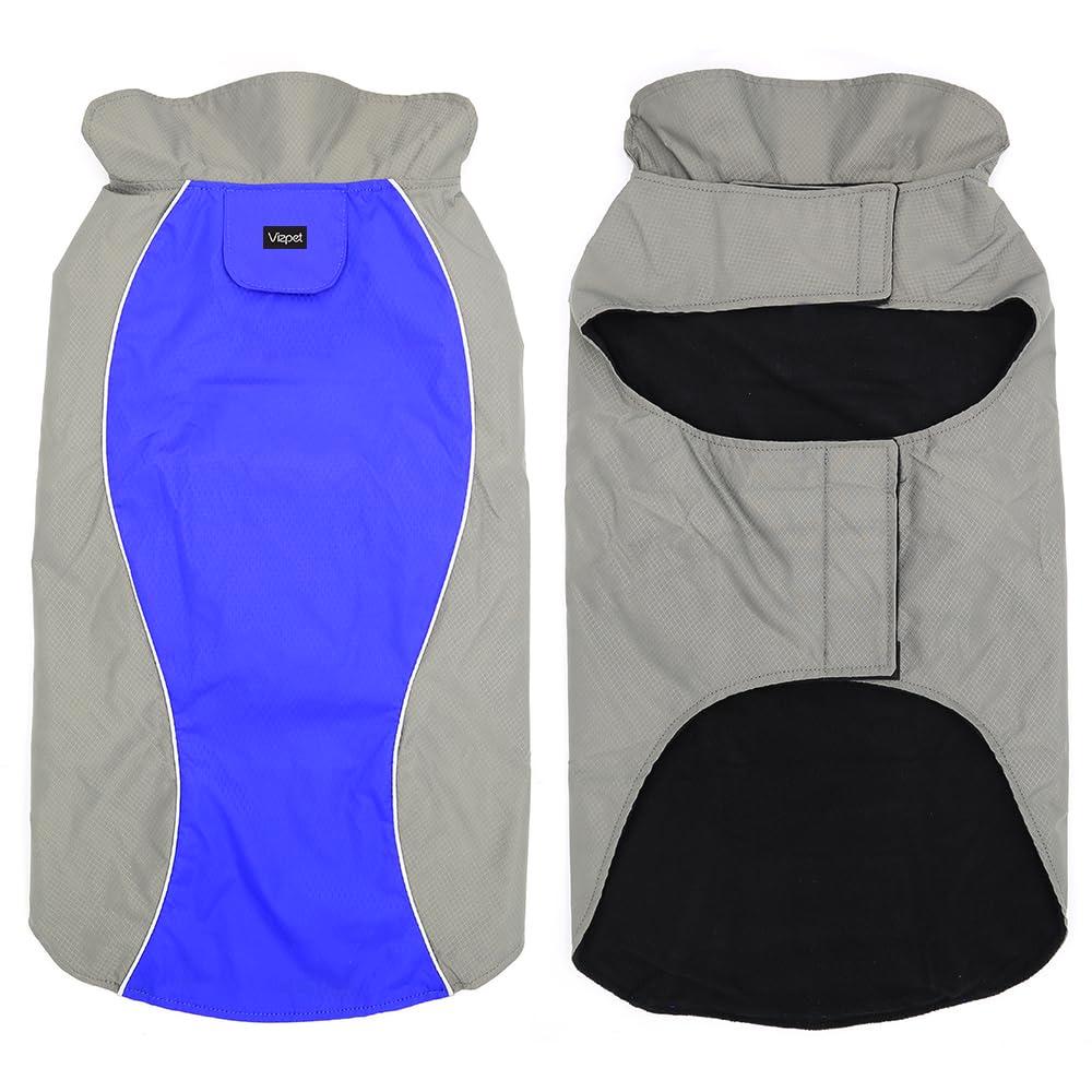 Vizpet Dog Raincoat Waterproof Coats,Dog Jacket High Visibility Warm Vest Dog Clothes for Small Medium Large Dogs(Blue-L)