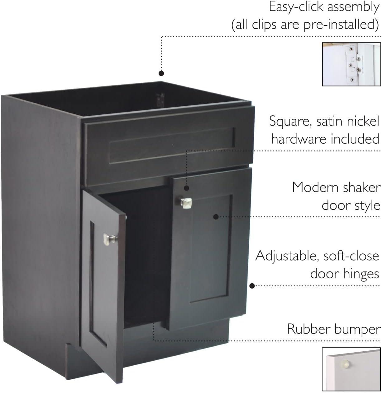 Design House Brookings 24 Inch Bathroom Vanity, Ready to Assemble, Solid Wood, Sherwin Williams – Design House, 587063