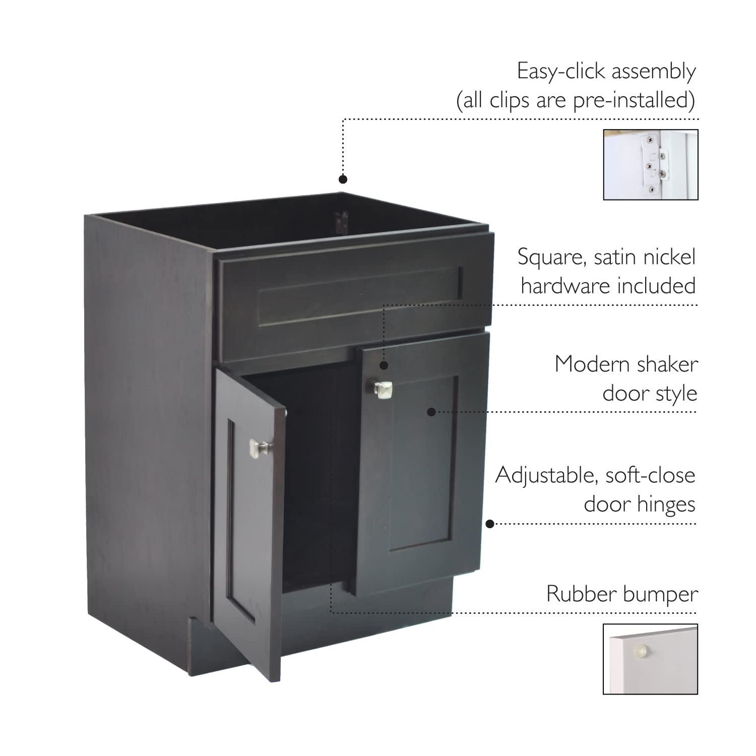 Design House Brookings 24 Inch Bathroom Vanity, Ready to Assemble, Solid Wood, Sherwin Williams – Design House, 587063