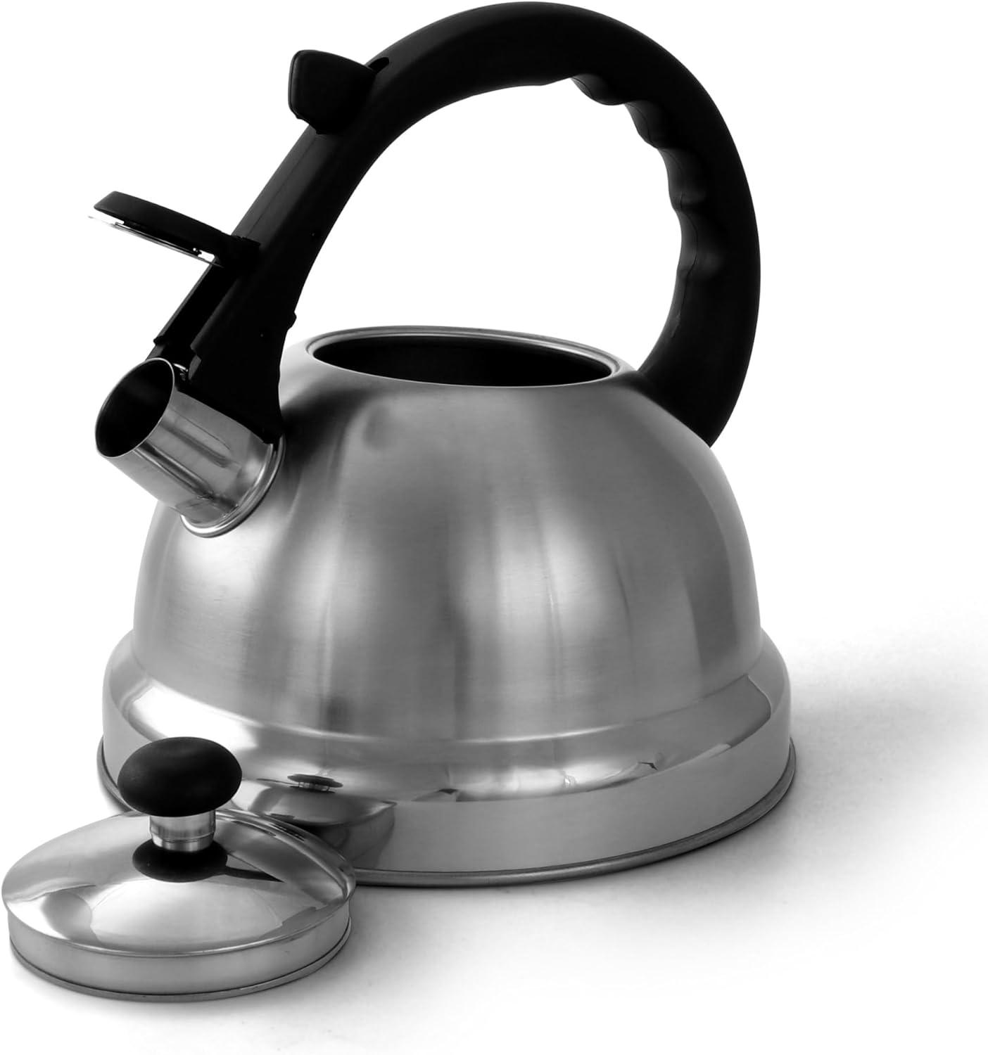 Silver Stainless Steel 2.2 Qt Whistling Tea Kettle