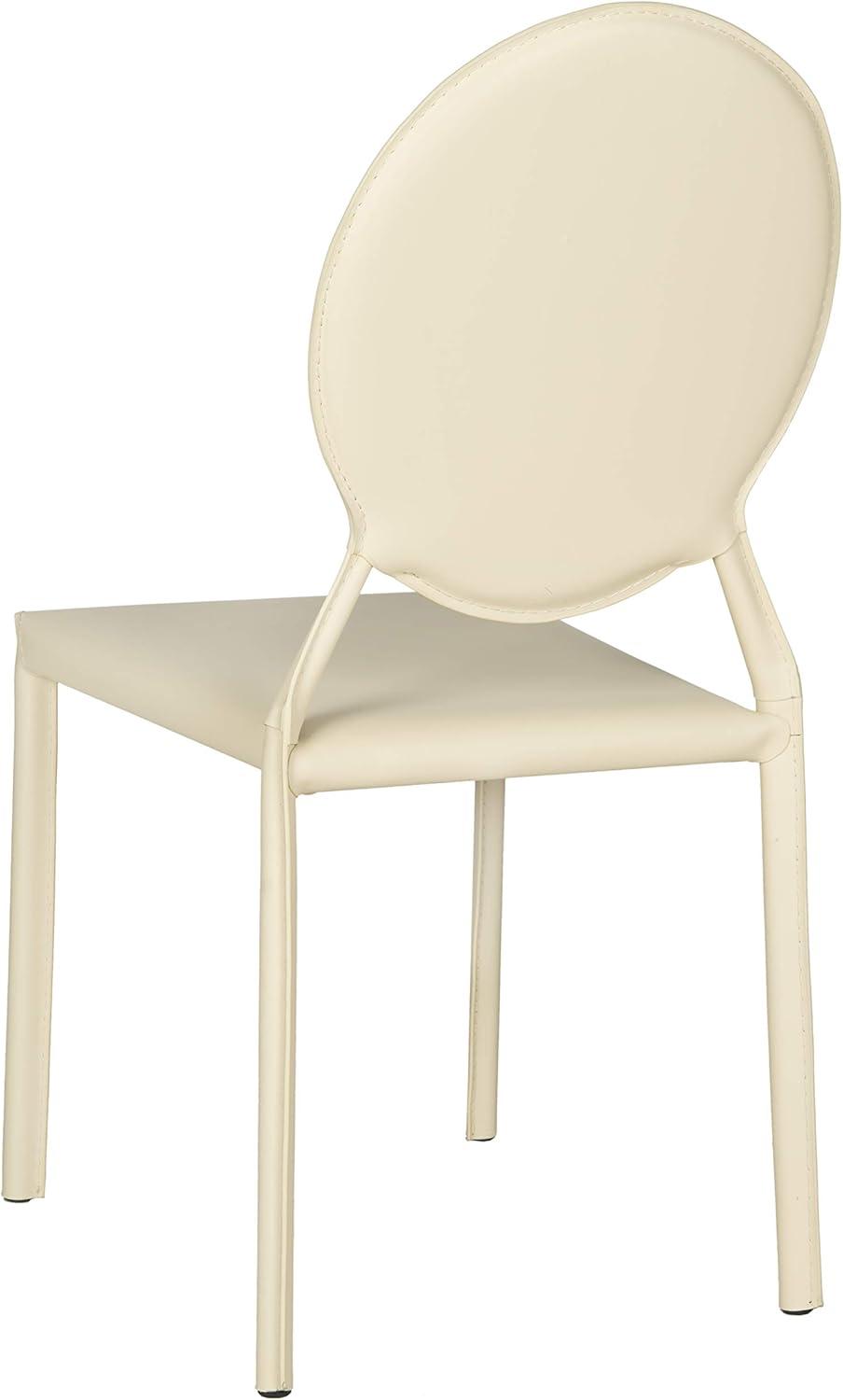 Butter Cream Upholstered Leather Side Chair, 37" Height