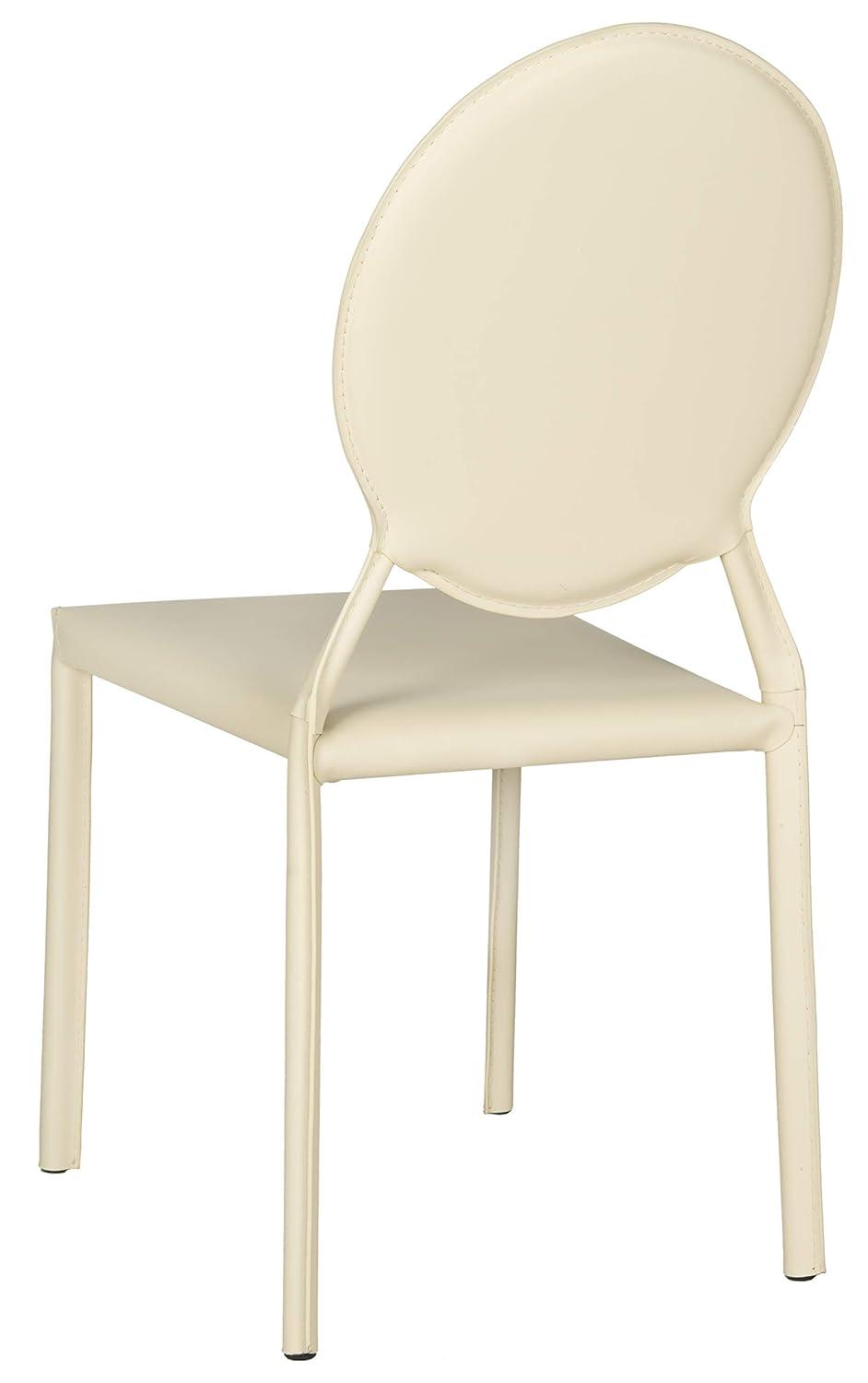 Warner Round Back Leather Side Chair (Set of 2) - FOX2018 - Butter Cream - Safavieh Couture