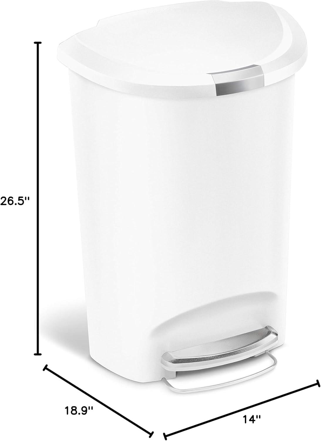 simplehuman 50L Semi Round Plastic Step Trash Can