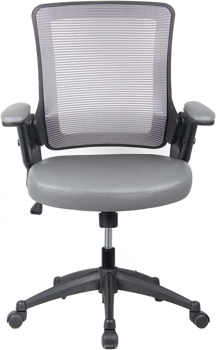 Techni Mobili Mid-Back Mesh Task Office Chair with Height Adjustable Arms, Grey