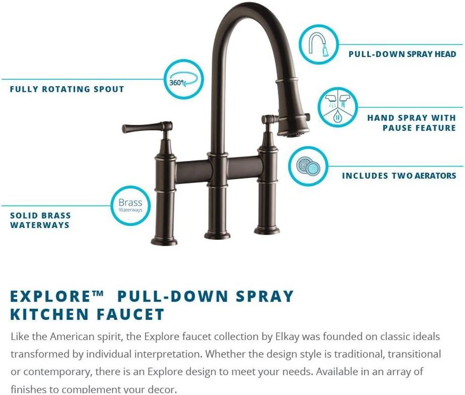 Elkay LKEC2037CR Explore Pull Down Bridge Faucet