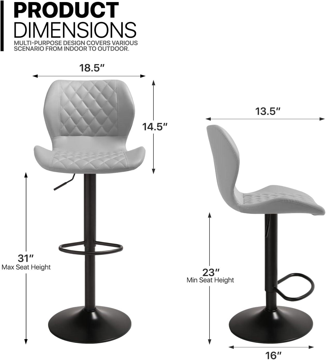 Gerwine Modern Swivel Bar Stools, Adjustable Counter Height Barstools Dining Chairs with Footrest