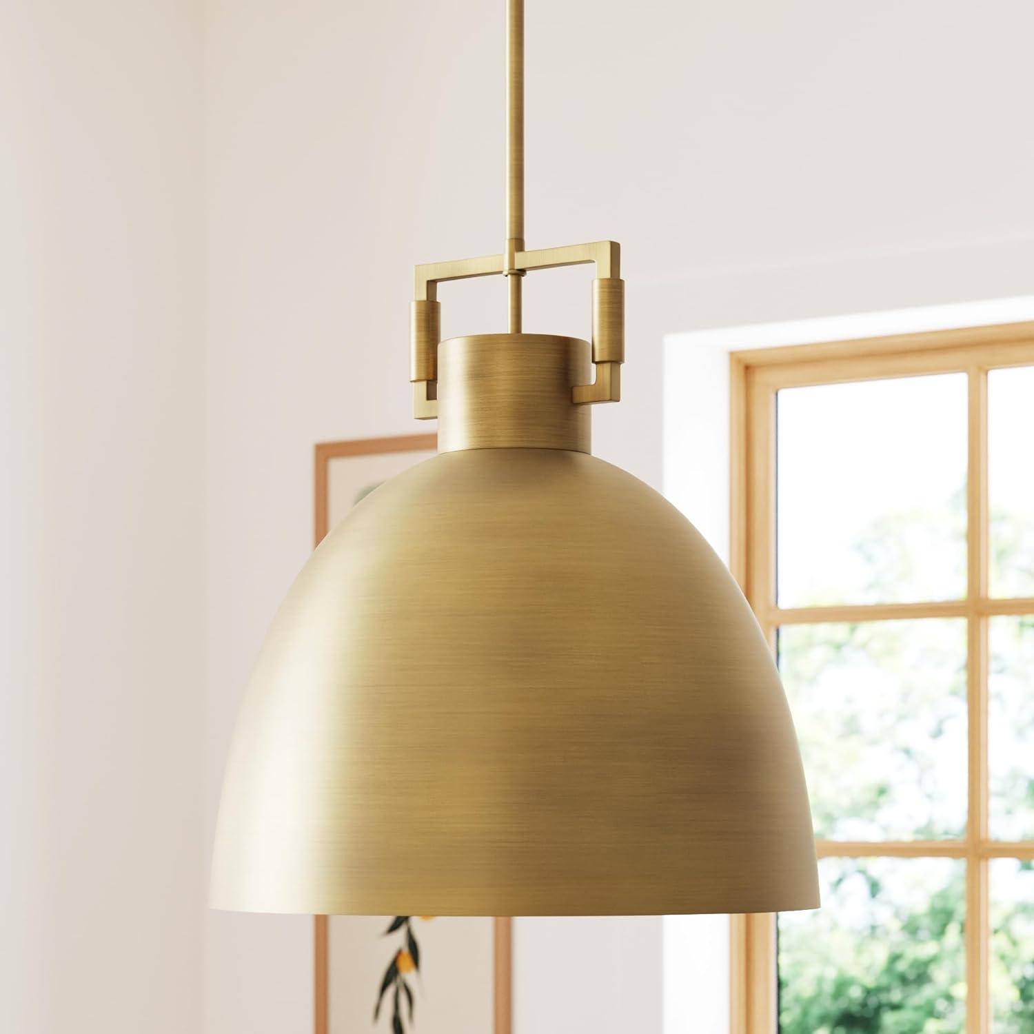 Leigh 48" Antiqued Brass Dome Pendant Light with Adjustable Cord