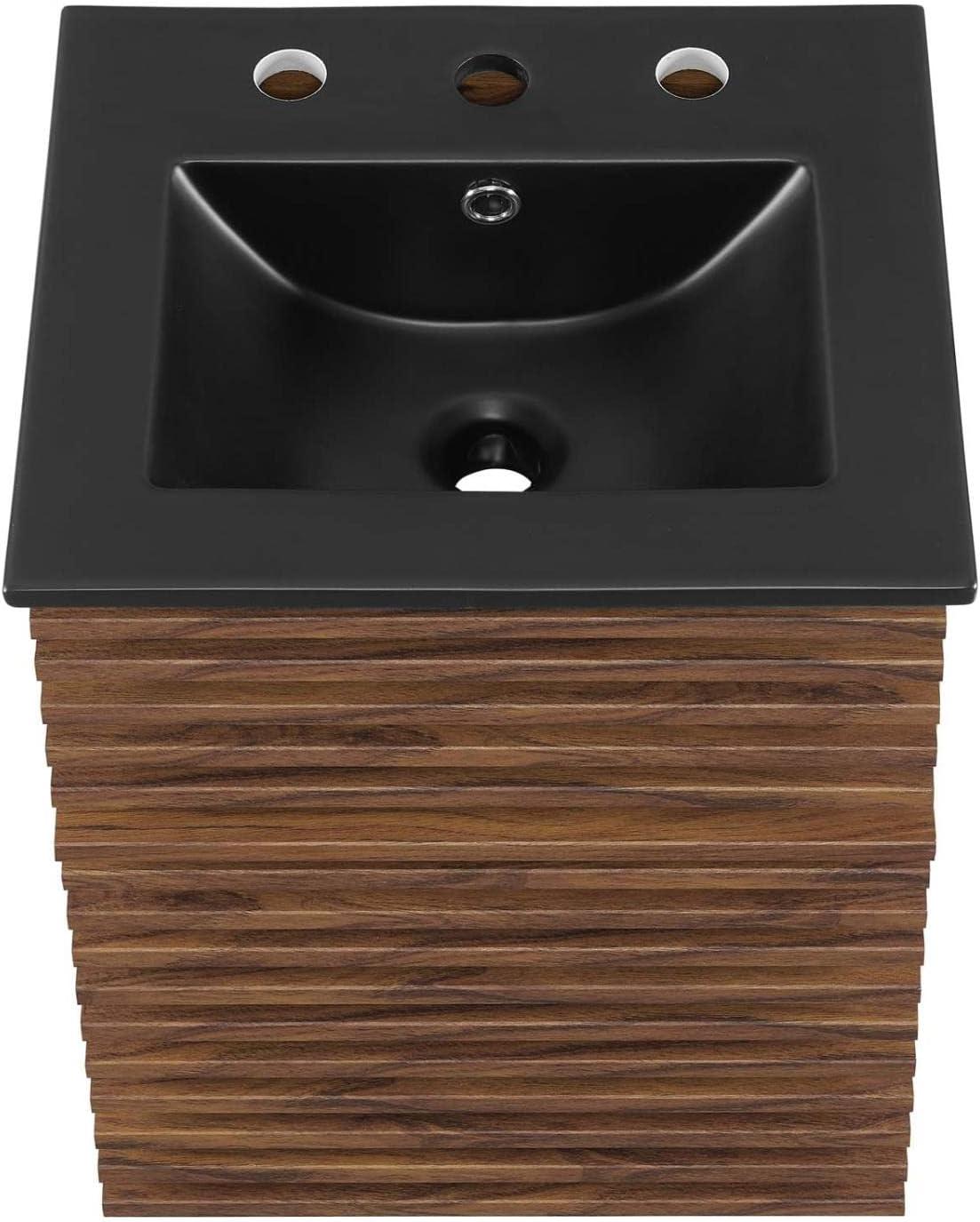 Modway Render 18" Wall-Mount Bathroom Vanity in Walnut Black