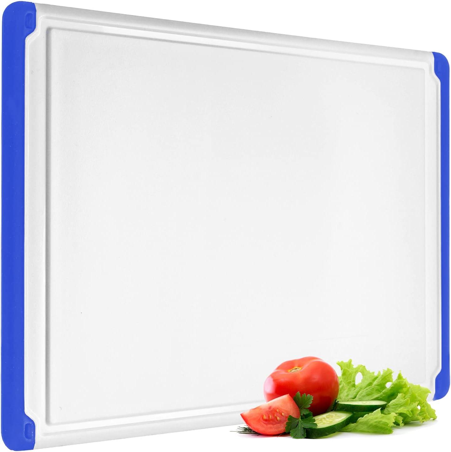 Large Cutting Boards for Kitchen - Dishwasher Safe Non-Slip Cutting Boards with Juice Grooves, Easy Grip Handles - Large and Thick Chopping Board - Blue