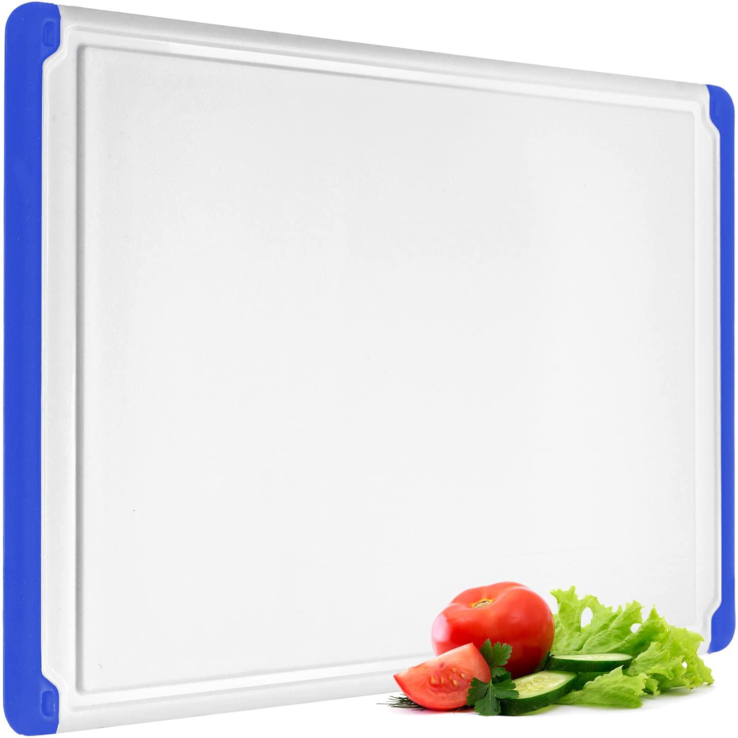 Large Cutting Boards for Kitchen - Dishwasher Safe Non-Slip Cutting Boards with Juice Grooves, Easy Grip Handles - Large and Thick Chopping Board - Blue