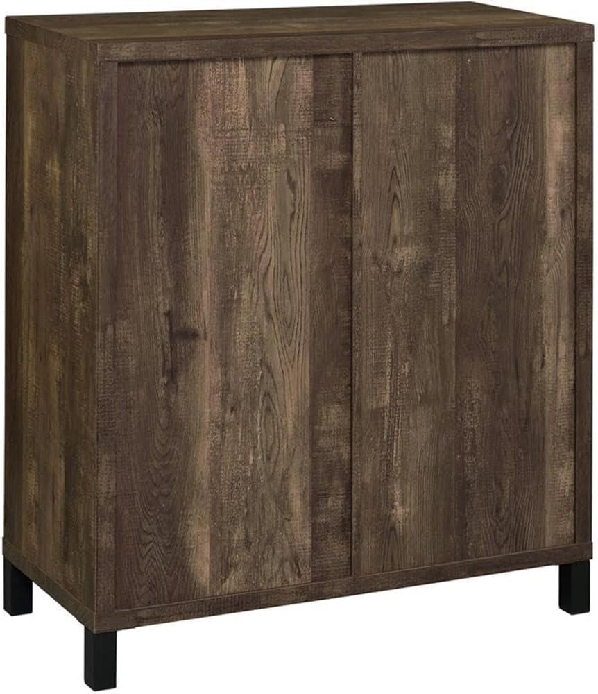 Coaster Farmhouse Wood 2-Shelf Bar Cabinet with Sliding Door in Oak