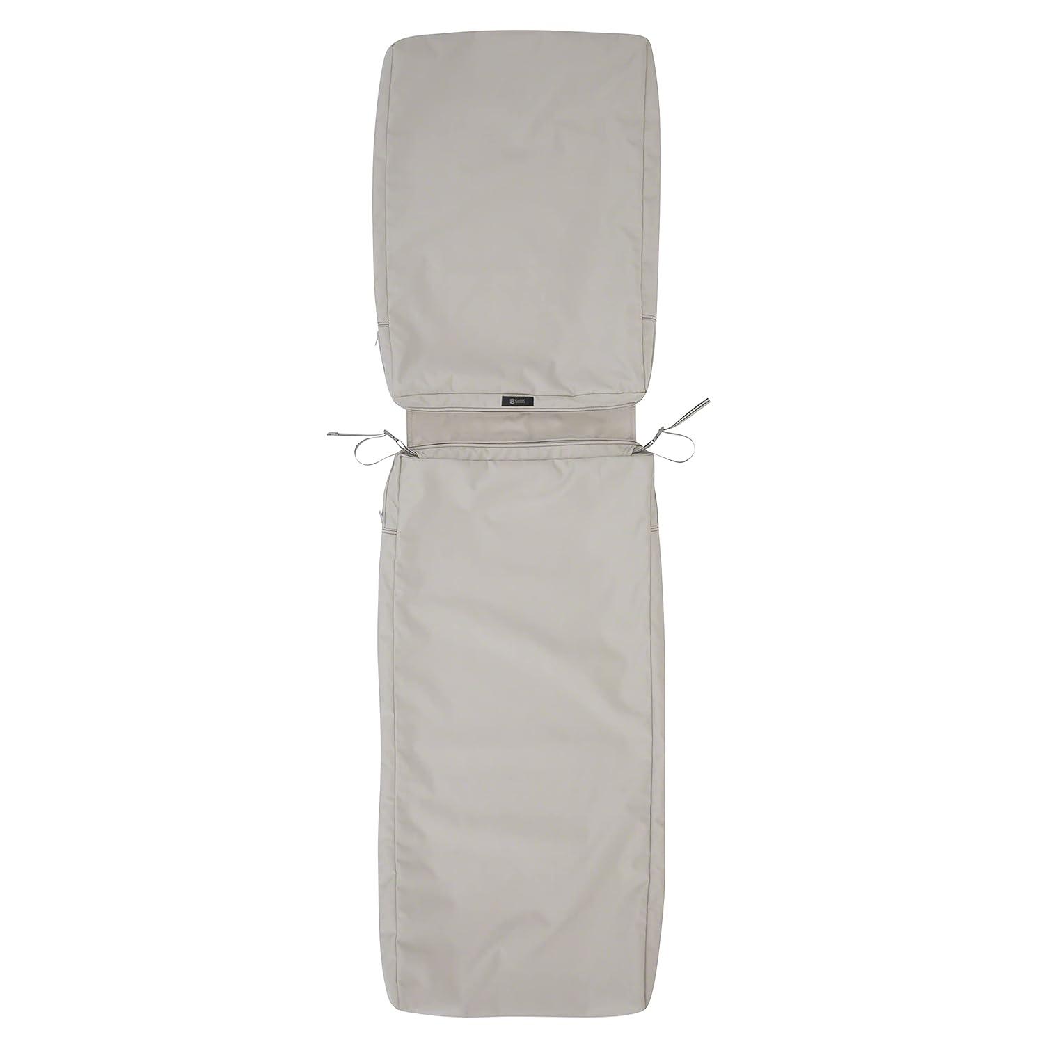 Classic Accessories Ravenna® Patio Chaise Lounge Cushion Slip Cover - Durable Outdoor Cushion, Mushroom, 72"L x 21"W x 3"Thick