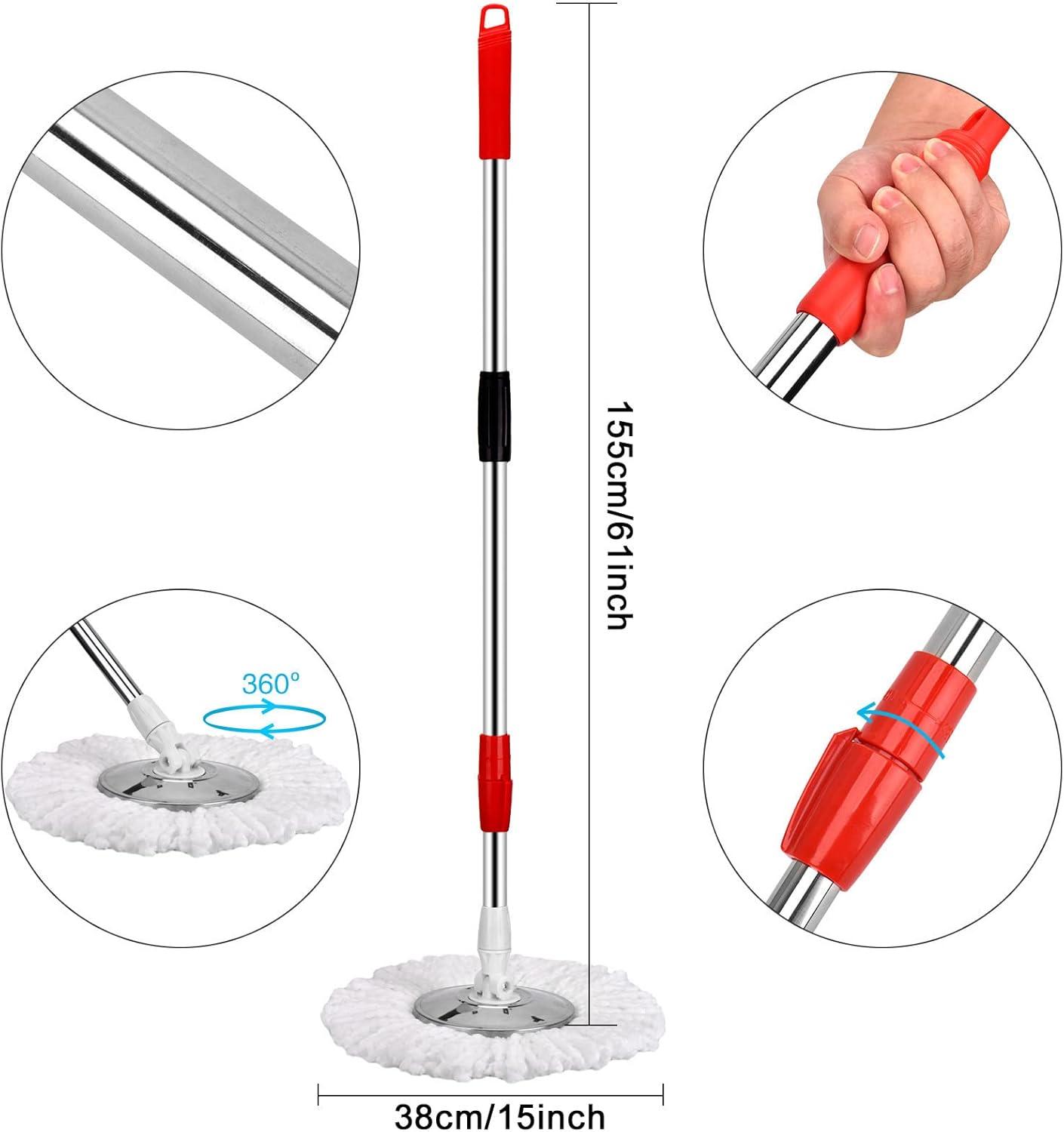 Xayoca 360° rotary dry mop and bucket set with three replacement packs for floor cleaning